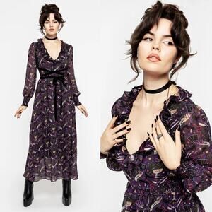 Disturbia Modern Mystic Puff Sleeve Witchy Gothic Maxi Dress Size 4